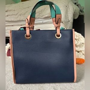 Navy & Teal leather tote in great condition